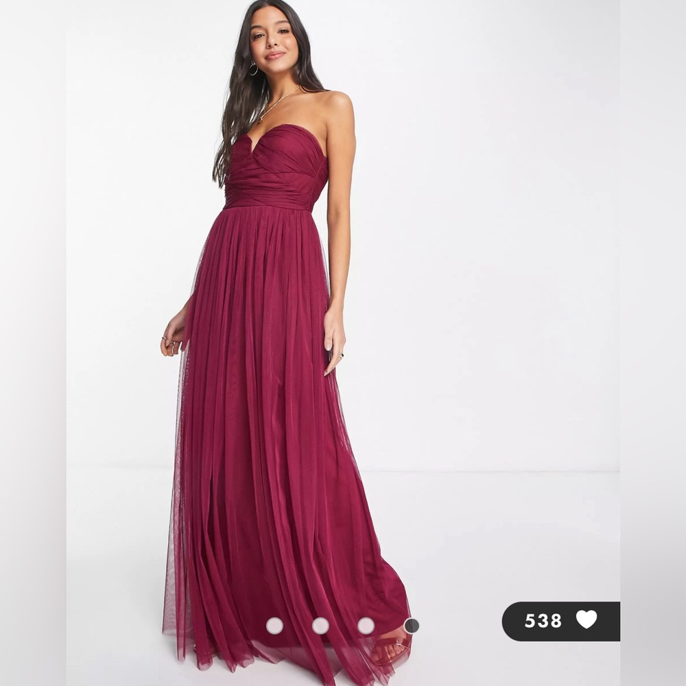Red plum tulle maxi